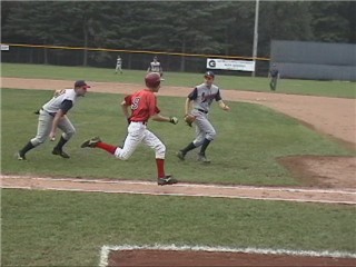 Nick Jowers beats out the infield hit